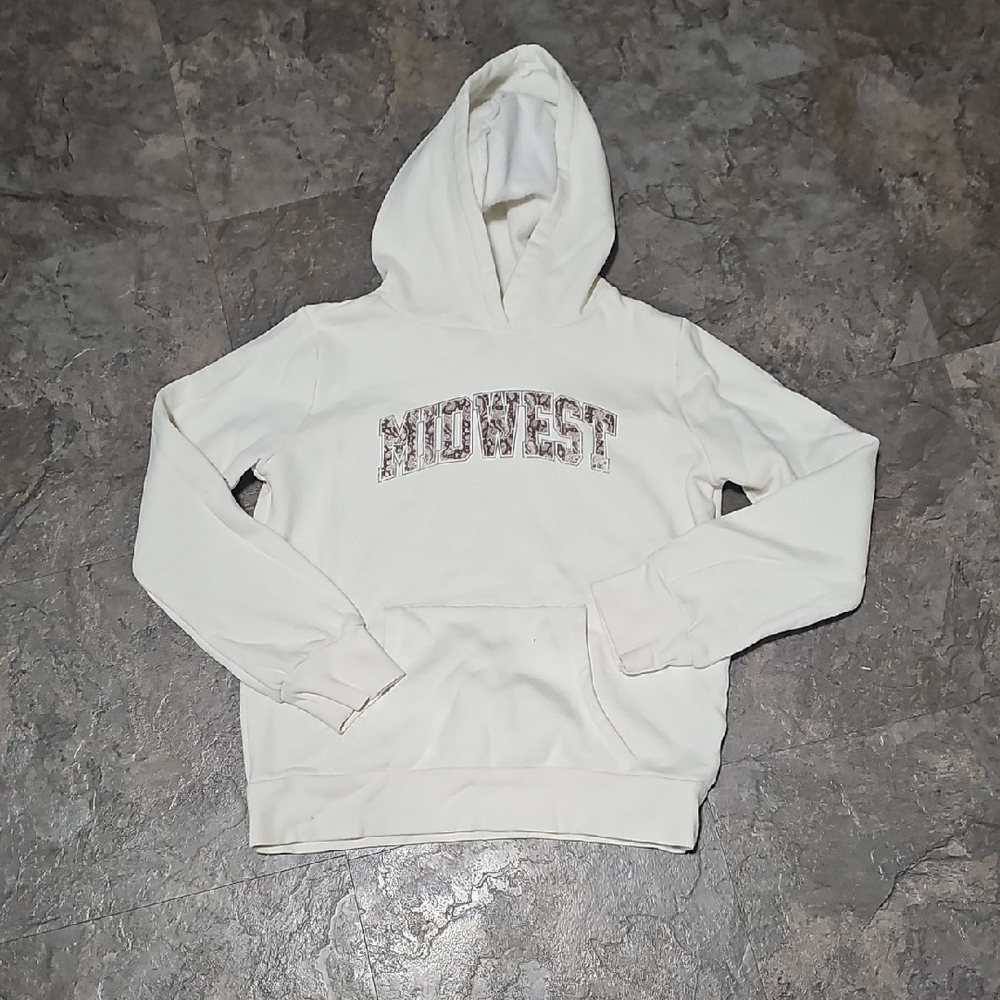 Modish Rebel Midwest White Hoodie Sweater YOUTH SIZE L